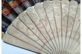 Fruits, flowers and birds, fan circa 1835-40