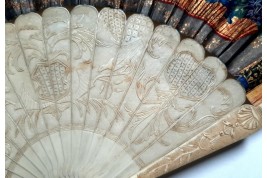 Fruits, flowers and birds, fan circa 1835-40