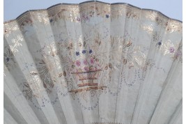Fruits, flowers and birds, fan circa 1835-40