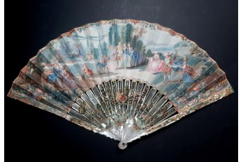 Flower party, fan circa 1750-60