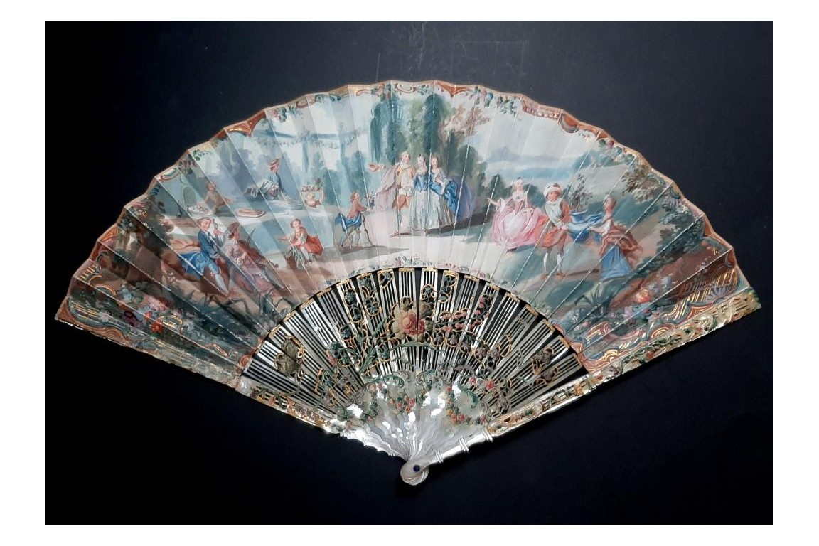 Flower party, fan circa 1750-60