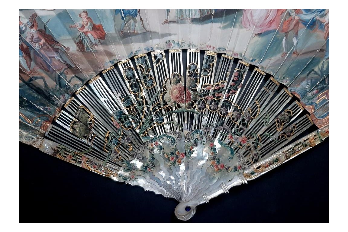 Flower party, fan circa 1750-60