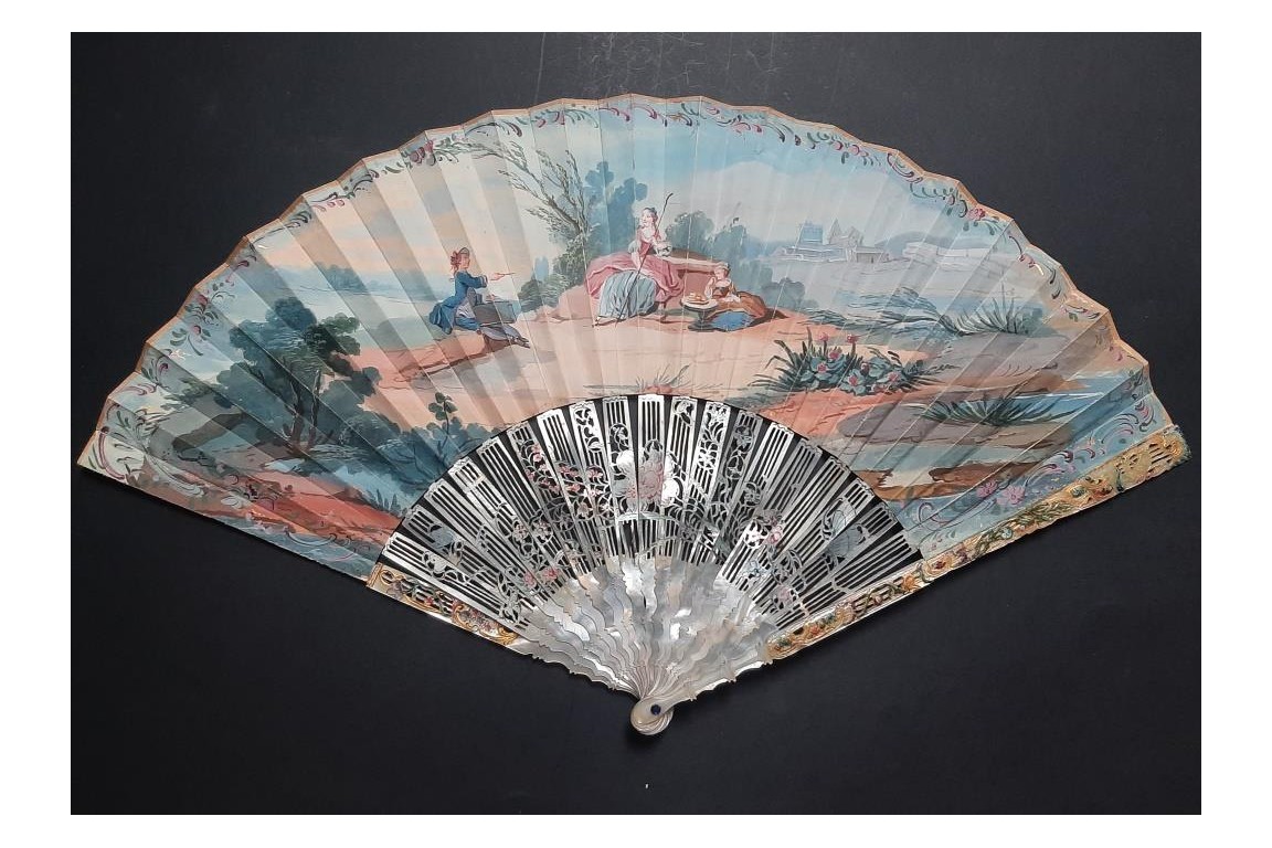 Flower party, fan circa 1750-60