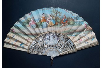 Flower crowns, fan circa 1850-60