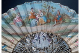 Flower crowns, fan circa 1850-60