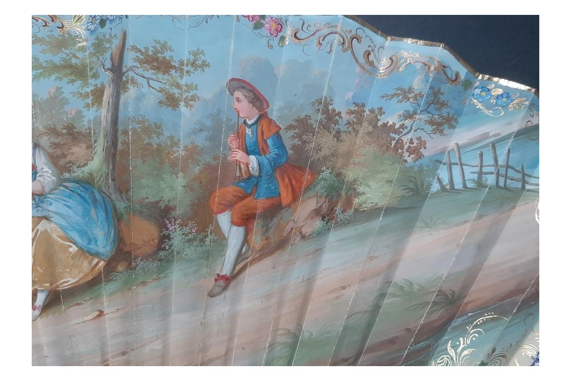 Les couronnes de fleurs, éventail vers 1860