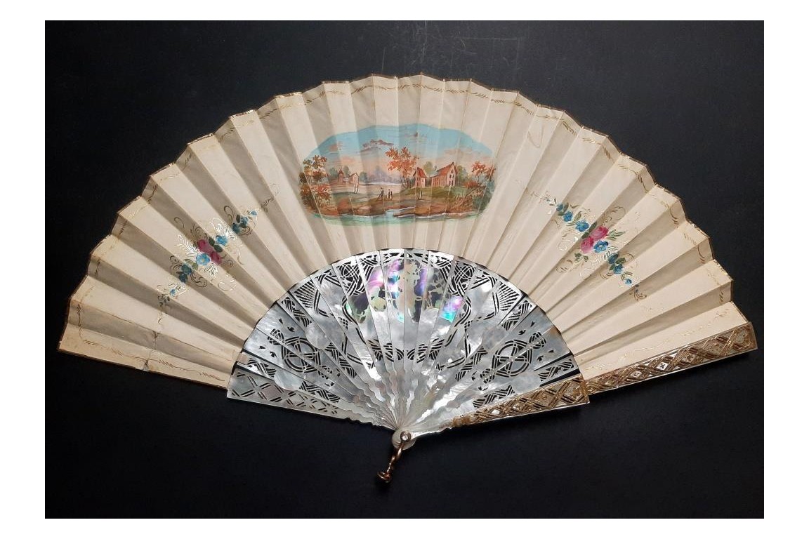 Flower crowns, fan circa 1850-60