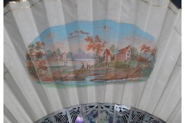 Les couronnes de fleurs, éventail vers 1860