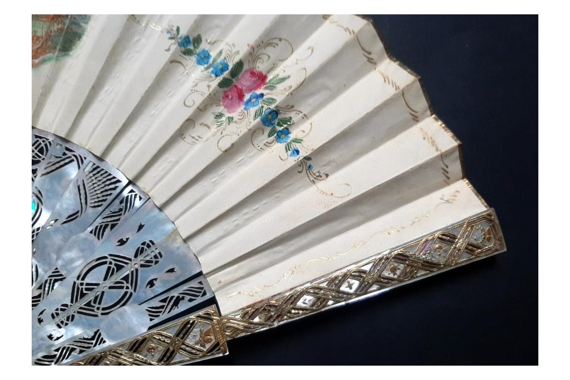 Flower crowns, fan circa 1850-60