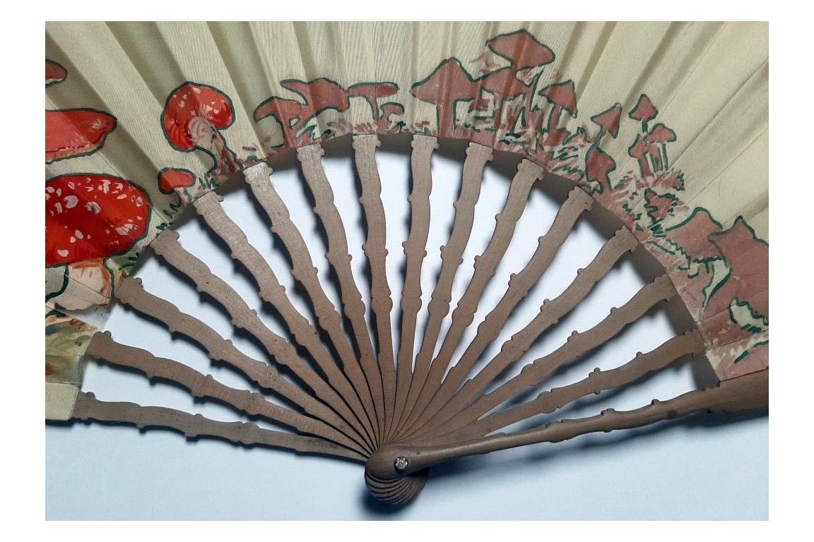 Mushrooms, early 20th century fan