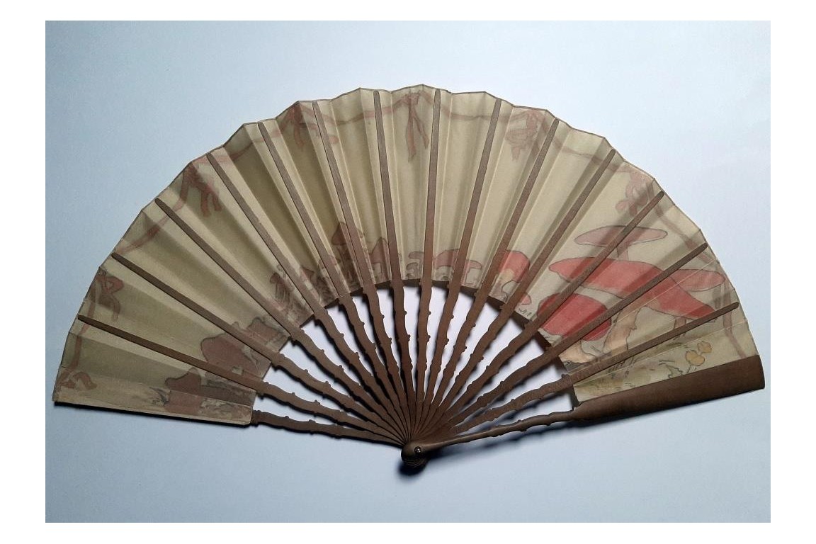 Mushrooms, early 20th century fan