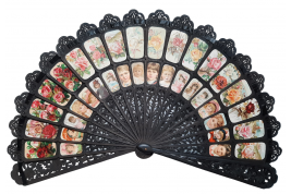 Children and flowers, giant fan, early 20th