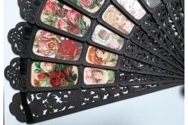 Des enfants et des fleurs, éventail géant début XXe siécle