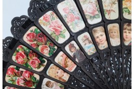 Des enfants et des fleurs, éventail géant début XXe siécle
