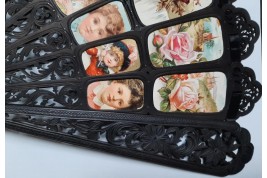 Des enfants et des fleurs, éventail géant début XXe siécle