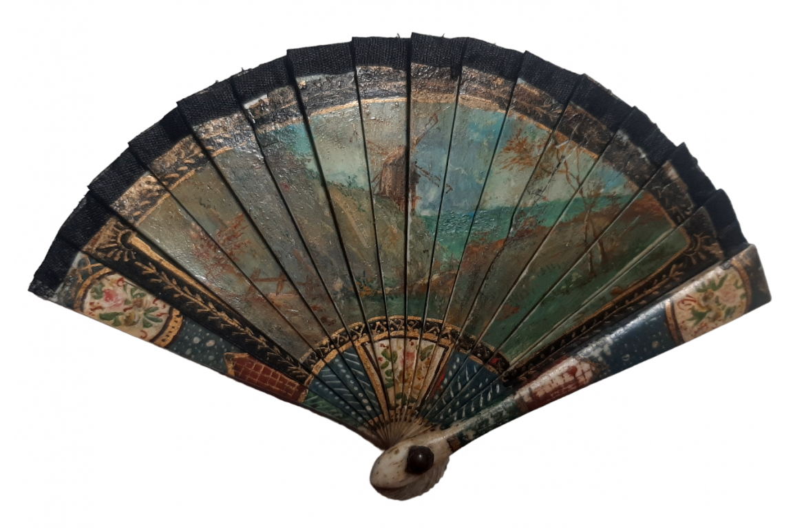 fountain and windmill, miniature fan late 19th/early 20th century