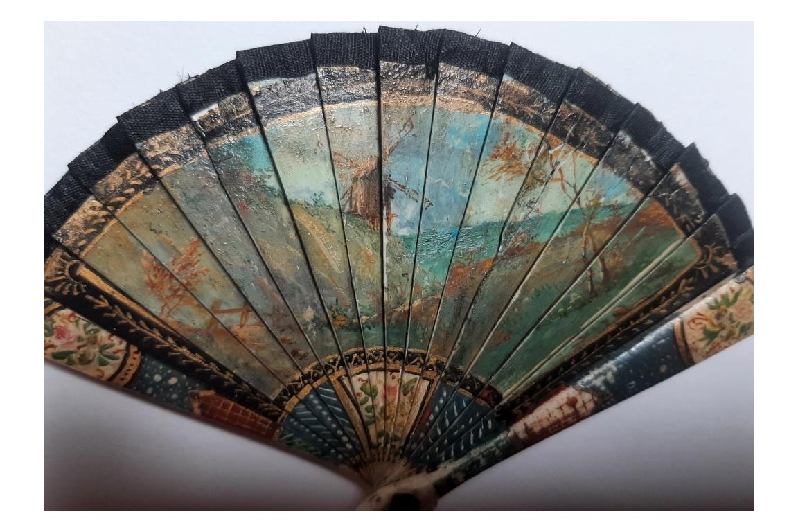 fountain and windmill, miniature fan late 19th/early 20th century