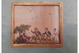 Children's play, scrolling screen fan, crca 1820-30