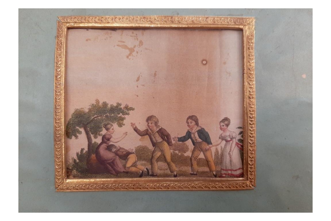 Children's play, scrolling screen fan, crca 1820-30