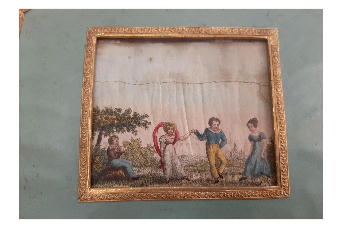 Children's play, scrolling screen fan, crca 1820-30