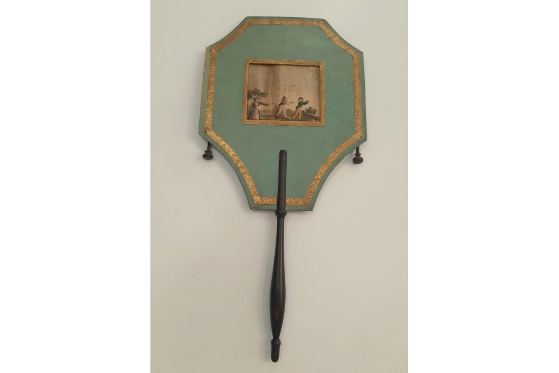 Children's play, scrolling screen fan, crca 1820-30