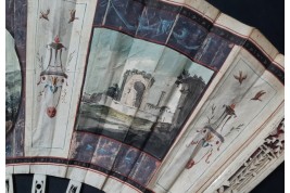 Ponte Lucano and tomb of the Plautii, Grand Tour fan, late 18th century