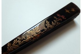 Cailles et grues du Japon, éventail XIXème siècle