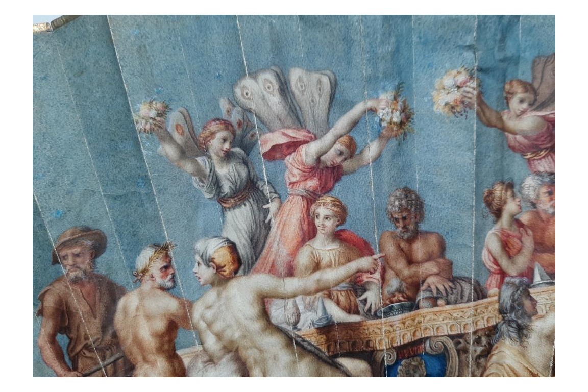 Les noces de Cupidon et Psyché d'après Raphael, éventail vers 1750