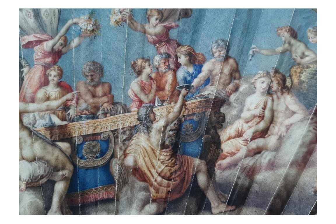 Les noces de Cupidon et Psyché d'après Raphael, éventail vers 1750