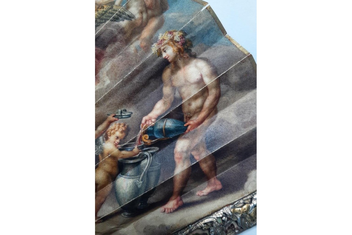 Les noces de Cupidon et Psyché d'après Raphael, éventail vers 1750