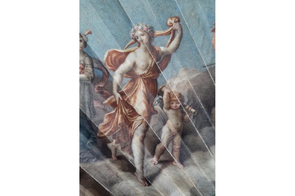 Les noces de Cupidon et Psyché d'après Raphael, éventail vers 1750