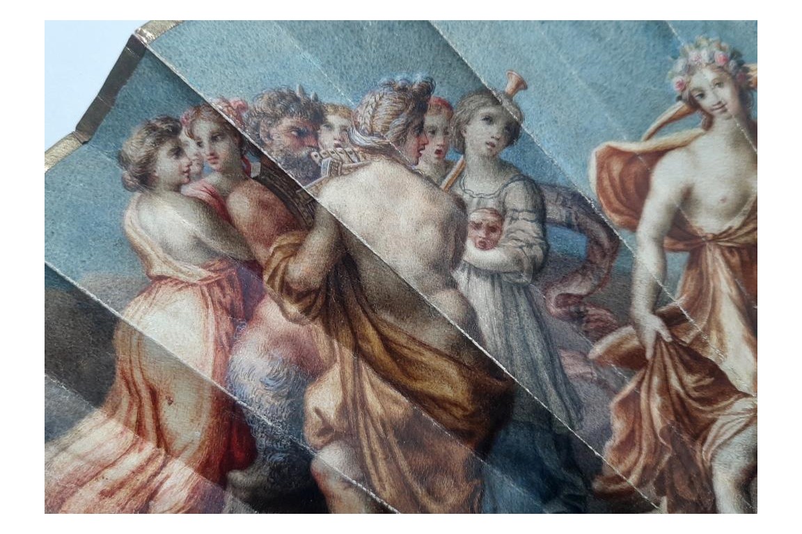 Les noces de Cupidon et Psyché d'après Raphael, éventail vers 1750