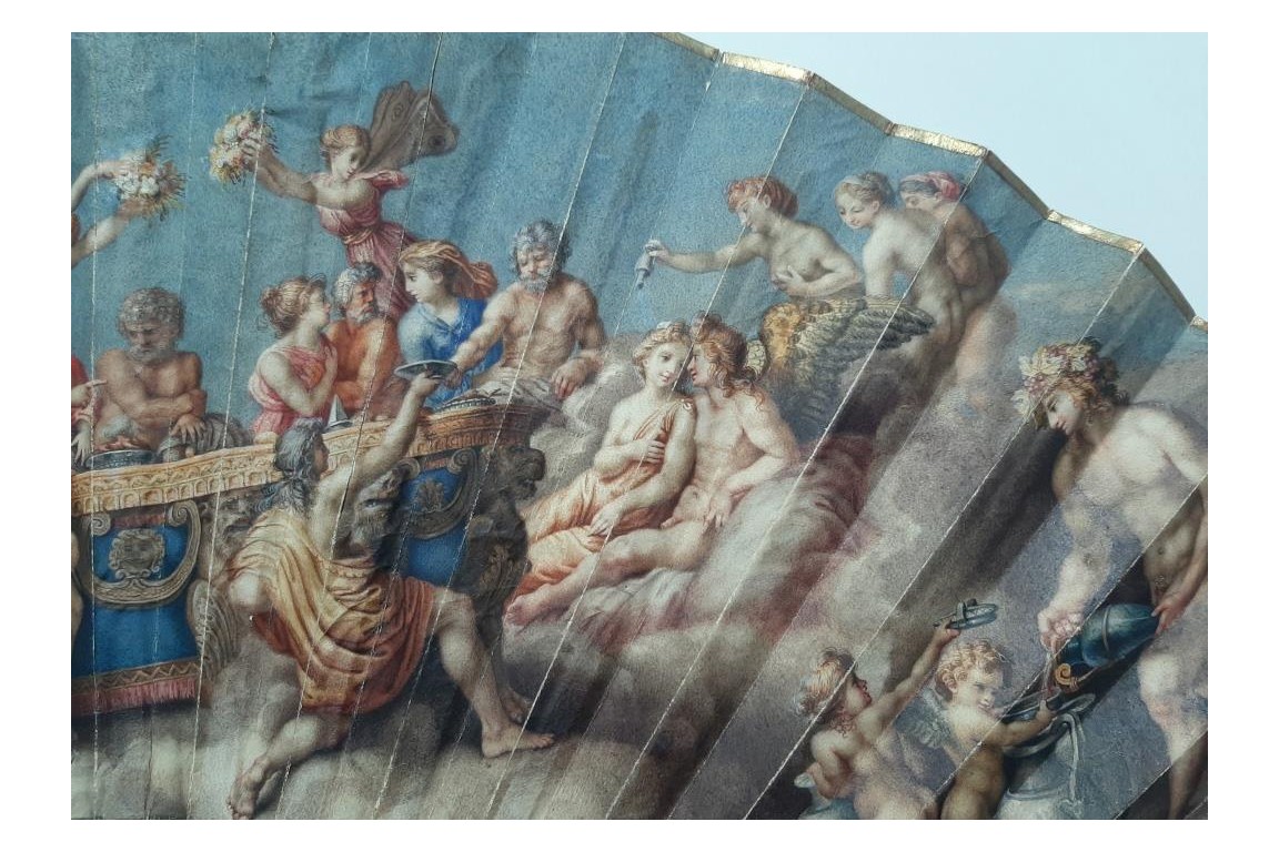 Les noces de Cupidon et Psyché d'après Raphael, éventail vers 1750