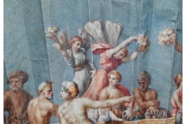 Les noces de Cupidon et Psyché d'après Raphael, éventail vers 1750