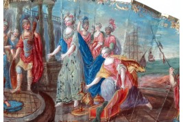 Salomon accueillant la reine de Saba, éventail vers 1780