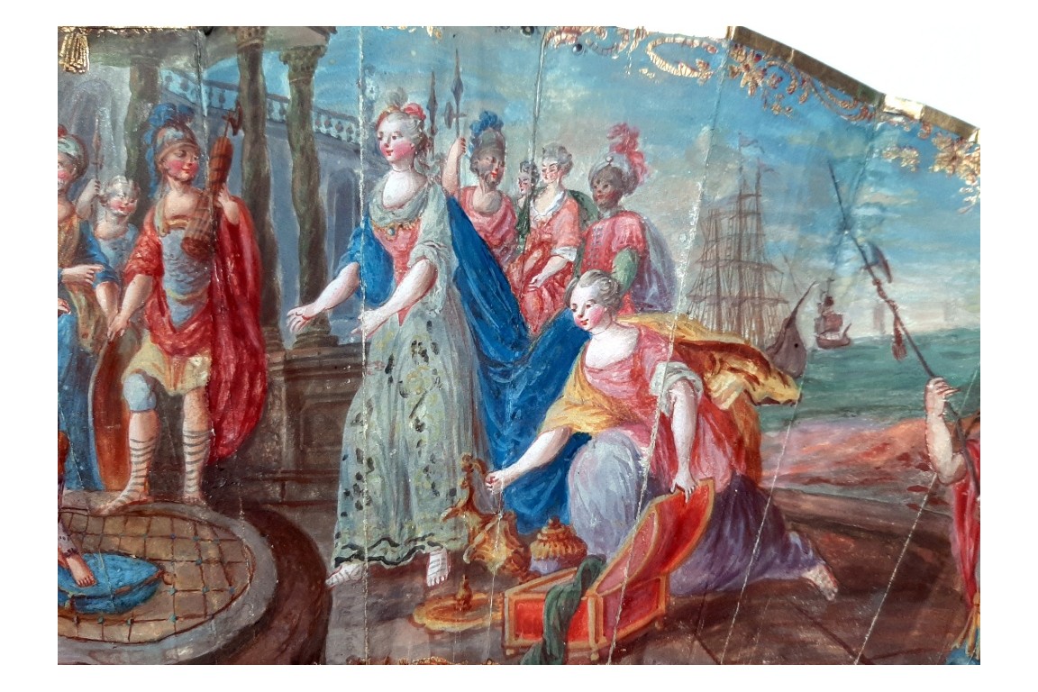Salomon accueillant la reine de Saba, éventail vers 1780