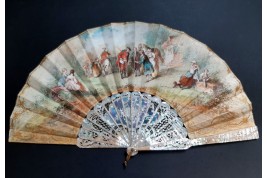 The distribution of alms, fan circa 1870-90