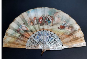 The distribution of alms, fan circa 1870-90