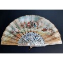 The distribution of alms, fan circa 1870-90