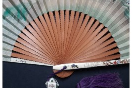 Drinking tea in the rice fields, Japan fan, circa 1870-80