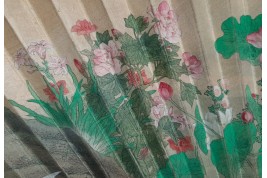 Drinking tea in the rice fields, Japan fan, circa 1870-80