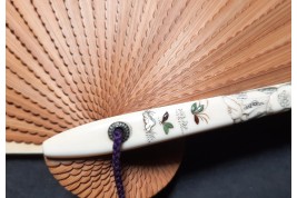 Drinking tea in the rice fields, Japan fan, circa 1870-80