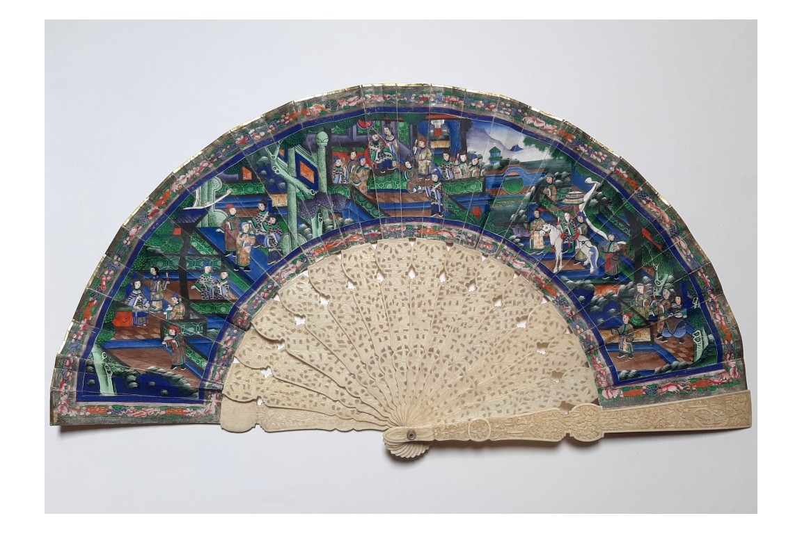 Trade in the port of Macau, Chinese fan circa 1850