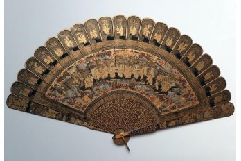Grapes and squirrels, chinese fan, 19th century