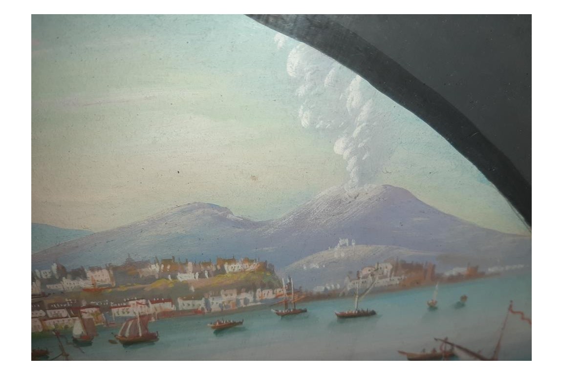 Naples depuis Posillipo, projet d'éventail XIXe siècle