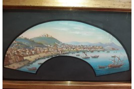 Naples depuis Posillipo, projet d'éventail XIXe siècle