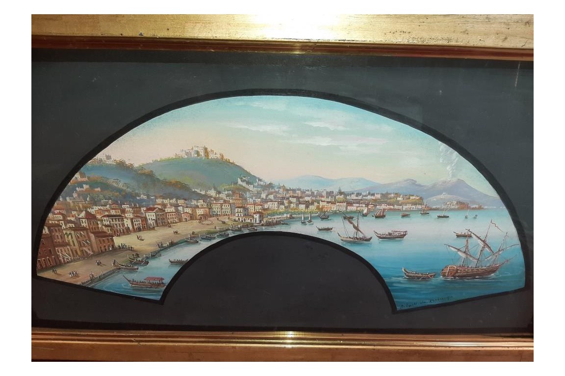 Napoli from Posillipo, 19th century fan leaf