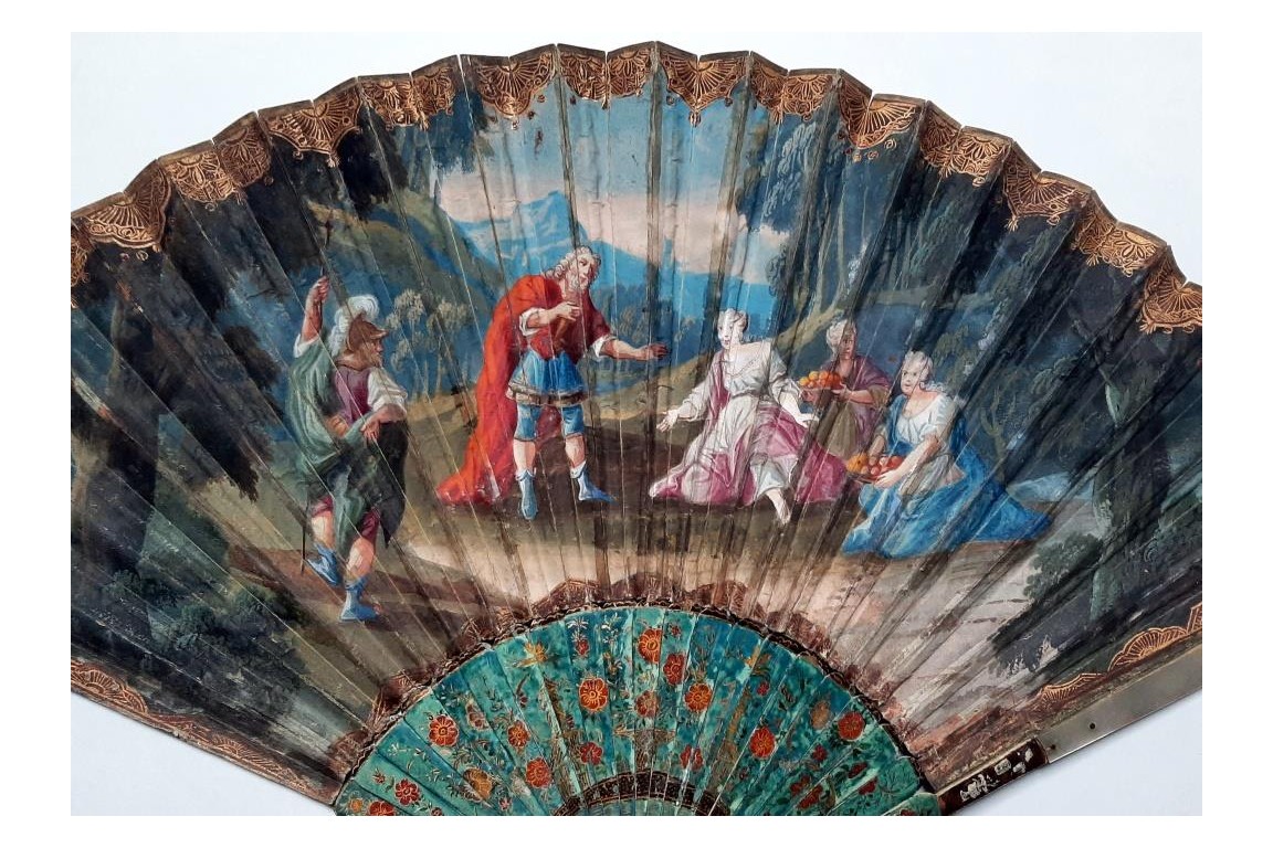 Salome's dance and Abigail's offerings, fan circa 1720-30