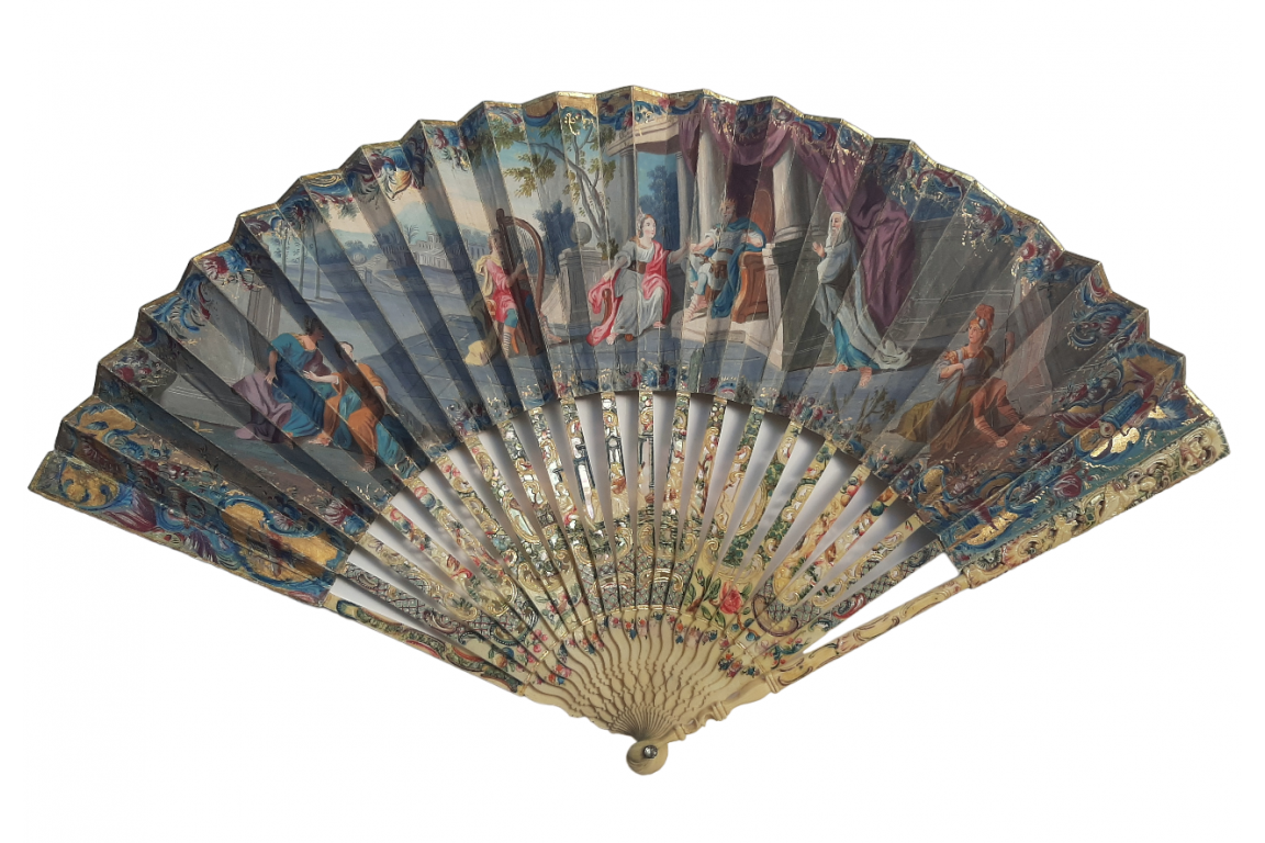 David playing the harp for Saul, fan circa 1740-60