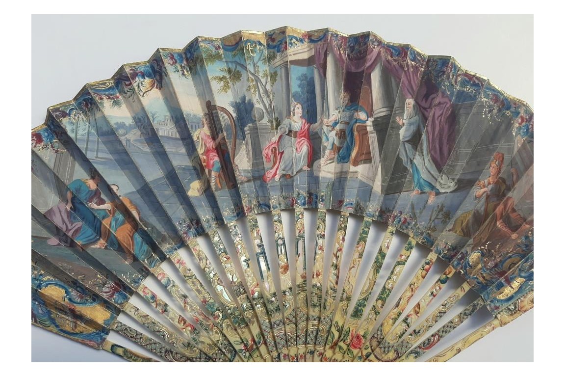 David playing the harp for Saul, fan circa 1740-60